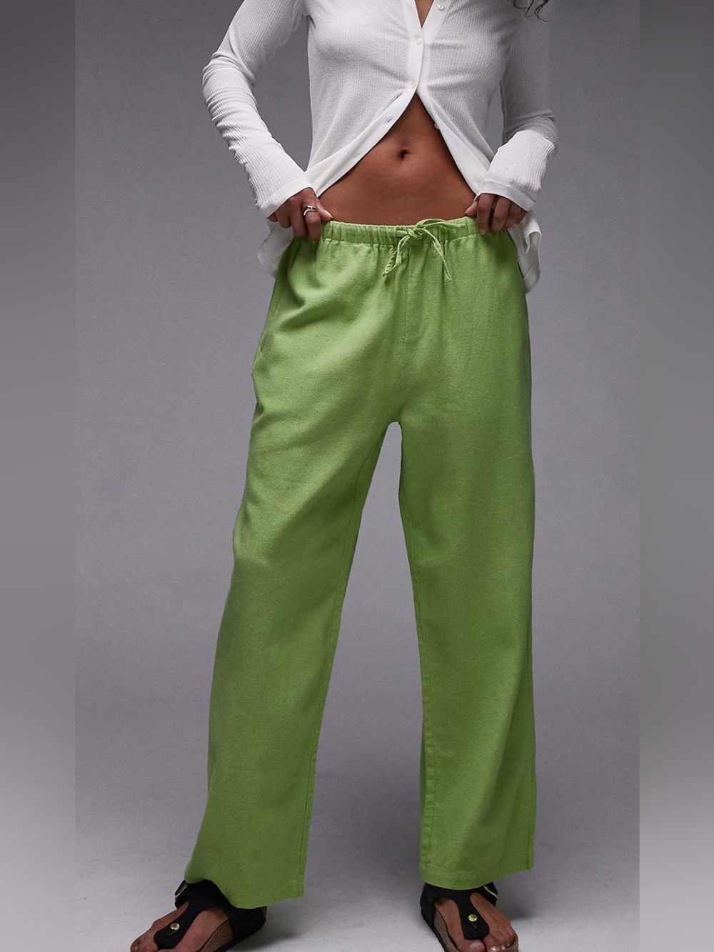 Topshop green linen blend pants NWT